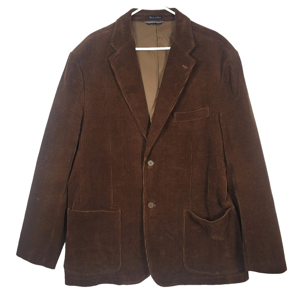 Andrew‎ Fezza Jacket Mens XL Brown Corduroy Sport Coat Blazer 100% Cotton Work